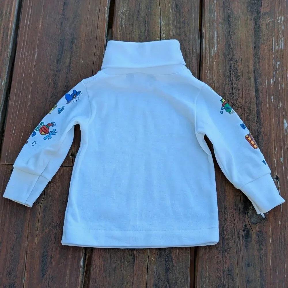 VTG 3-6M OshKosh B'gosh 80s BABY Turtleneck Long Sleeve graphic Primary USA